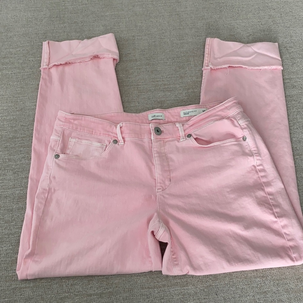 J.Jill authentic fit cropped pink jeans Size 10 Tall - Picture 1 of 9